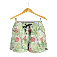 Anthurium Pikake Ti Leaf Palaka Shorts for Women Green Version LT01 - Polynesian Pride