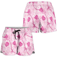 Anthurium Pikake Ti Leaf Palaka Shorts for Women Pink Version LT01 - Polynesian Pride