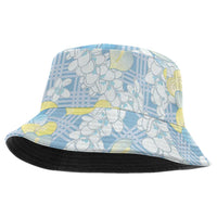 Anthurium Plumeria Lei Pastel Bucket Hat Blue Hawaiian Splendid Palaka LT01 One Size Blue - Polynesian Pride