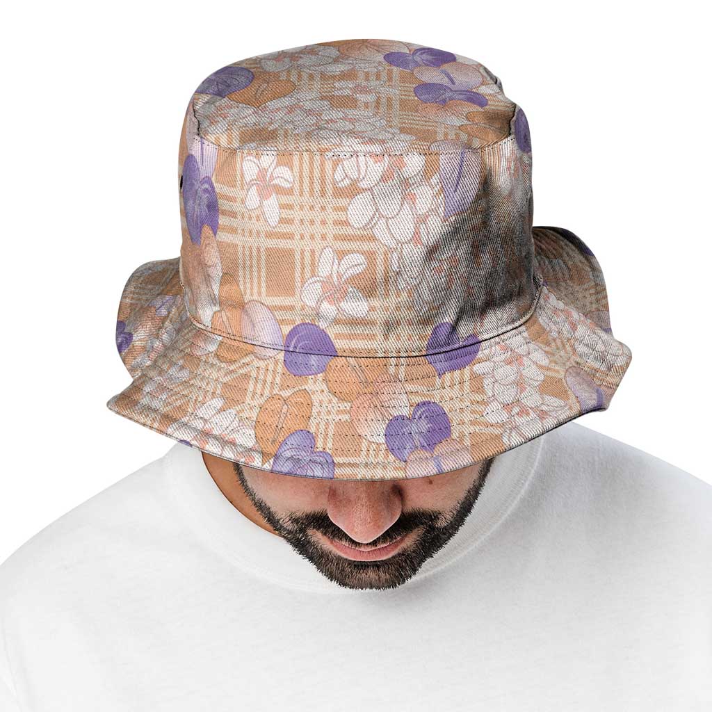 Anthurium Plumeria Lei Pastel Bucket Hat Orange Hawaiian Splendid Palaka LT01 - Polynesian Pride