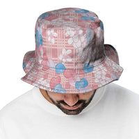 Anthurium Plumeria Lei Pastel Bucket Hat Pink Hawaiian Splendid Palaka LT01 - Polynesian Pride
