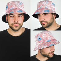 Anthurium Plumeria Lei Pastel Bucket Hat Pink Hawaiian Splendid Palaka LT01 - Polynesian Pride