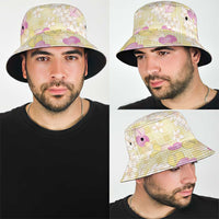 Anthurium Plumeria Lei Pastel Bucket Hat Yellow Hawaiian Splendid Palaka LT01 - Polynesian Pride