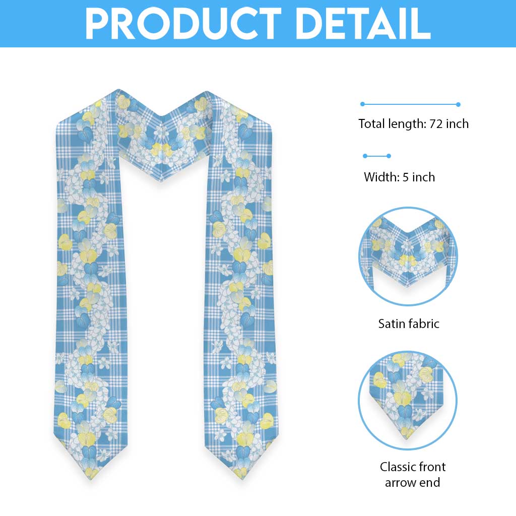 Anthurium Plumeria Lei Pastel Graduation Stole Blue Hawaiian Splendid Palaka LT01 - Polynesian Pride