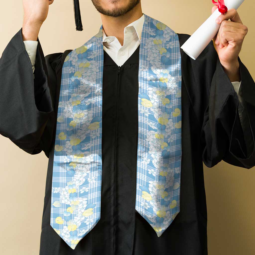 Anthurium Plumeria Lei Pastel Graduation Stole Blue Hawaiian Splendid Palaka LT01 - Polynesian Pride