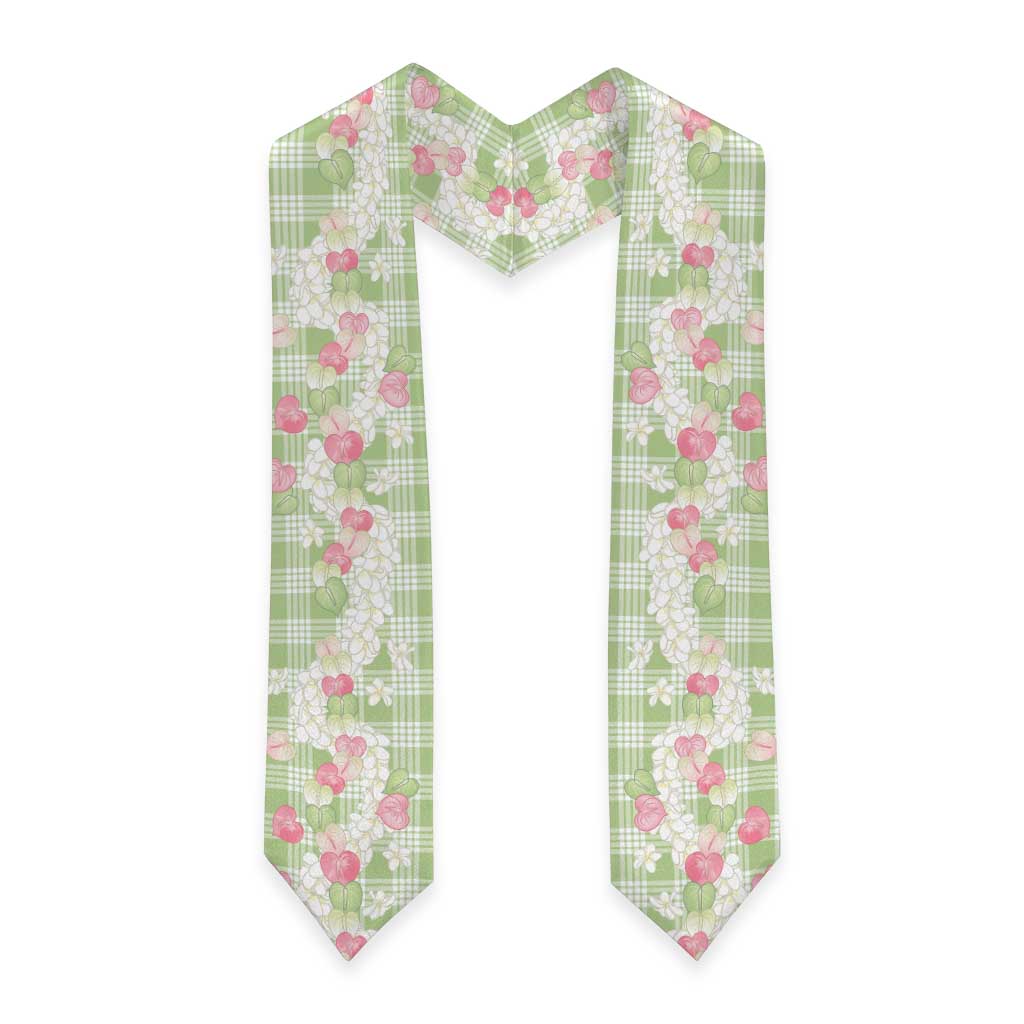 Anthurium Plumeria Lei Pastel Graduation Stole Green Hawaiian Splendid Palaka LT01 - Polynesian Pride