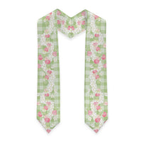 Anthurium Plumeria Lei Pastel Graduation Stole Green Hawaiian Splendid Palaka LT01 - Polynesian Pride