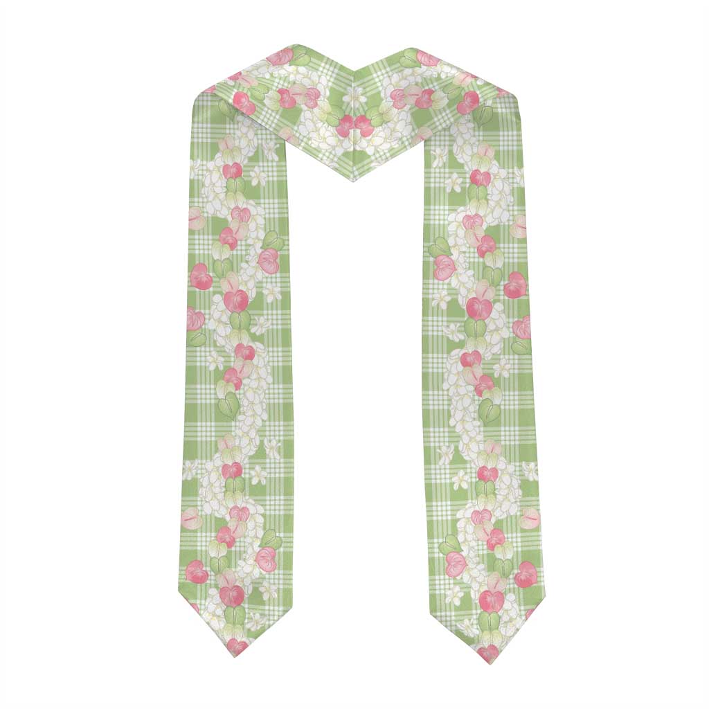 Anthurium Plumeria Lei Pastel Graduation Stole Green Hawaiian Splendid Palaka LT01 - Polynesian Pride