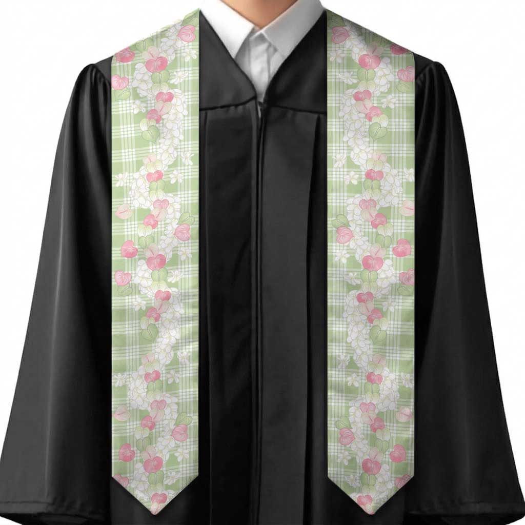 Anthurium Plumeria Lei Pastel Graduation Stole Green Hawaiian Splendid Palaka LT01 - Polynesian Pride