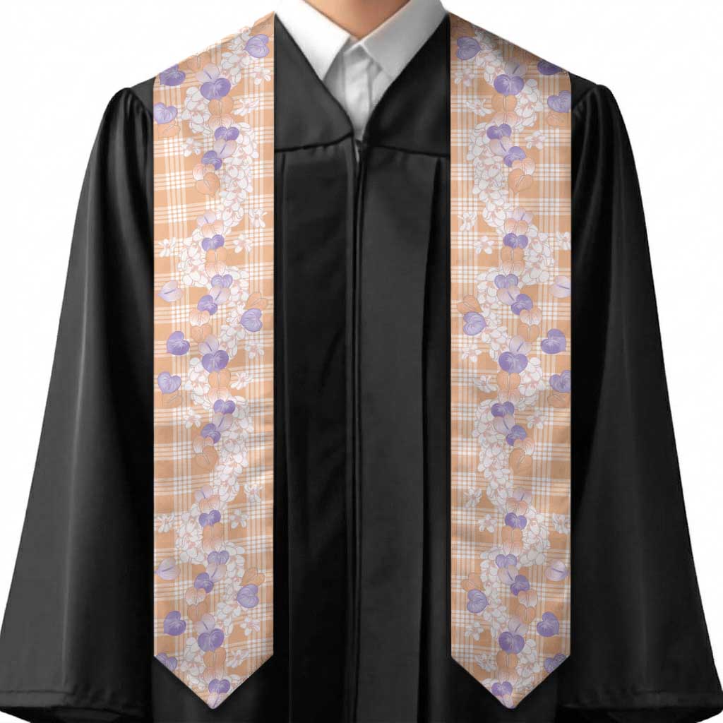 Anthurium Plumeria Lei Pastel Graduation Stole Orange Hawaiian Splendid Palaka LT01 - Polynesian Pride