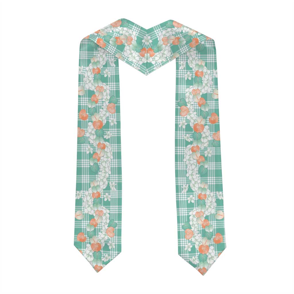 Anthurium Plumeria Lei Pastel Graduation Stole Teal Hawaiian Splendid Palaka LT01 - Polynesian Pride