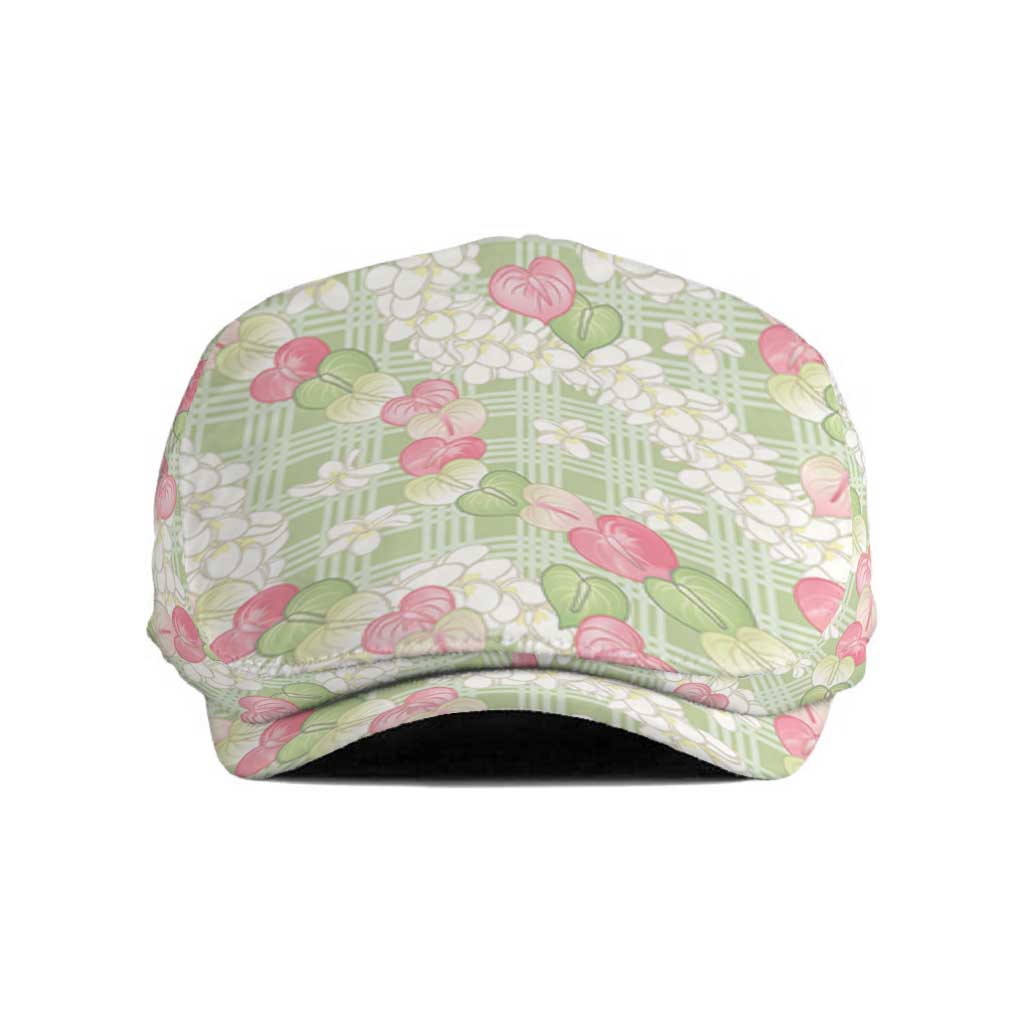 Anthurium Plumeria Lei Pastel Jeff Hat Green Hawaiian Splendid Palaka LT01 Green - Polynesian Pride