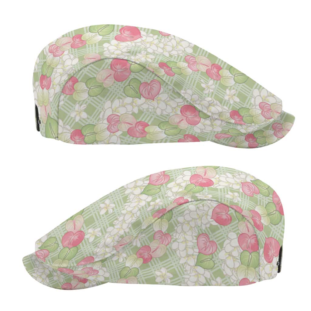 Anthurium Plumeria Lei Pastel Jeff Hat Green Hawaiian Splendid Palaka LT01 - Polynesian Pride