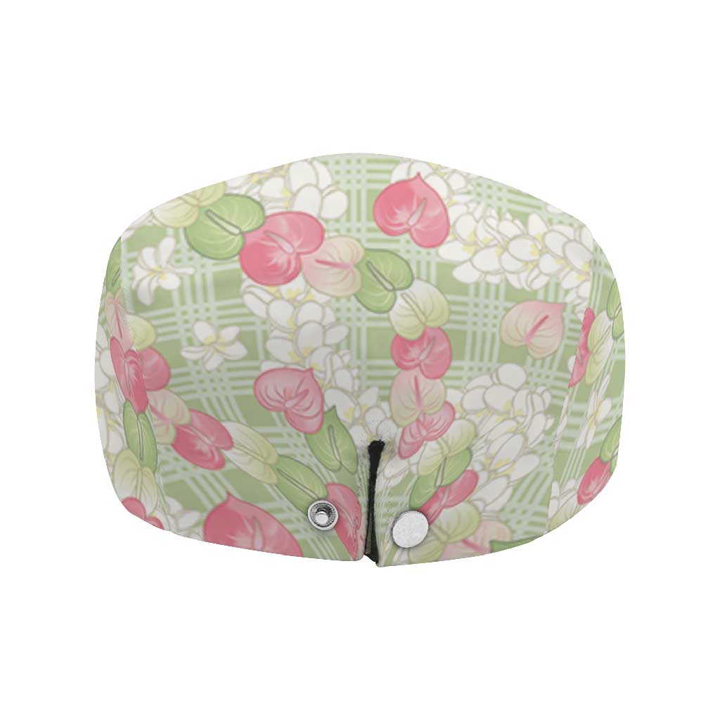 Anthurium Plumeria Lei Pastel Jeff Hat Green Hawaiian Splendid Palaka LT01 - Polynesian Pride