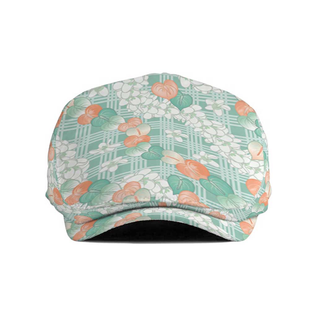 Anthurium Plumeria Lei Pastel Jeff Hat Teal Hawaiian Splendid Palaka LT01 Teal - Polynesian Pride