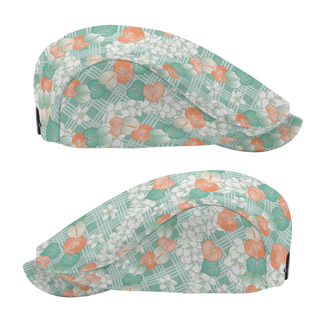 Anthurium Plumeria Lei Pastel Jeff Hat Teal Hawaiian Splendid Palaka LT01 - Polynesian Pride
