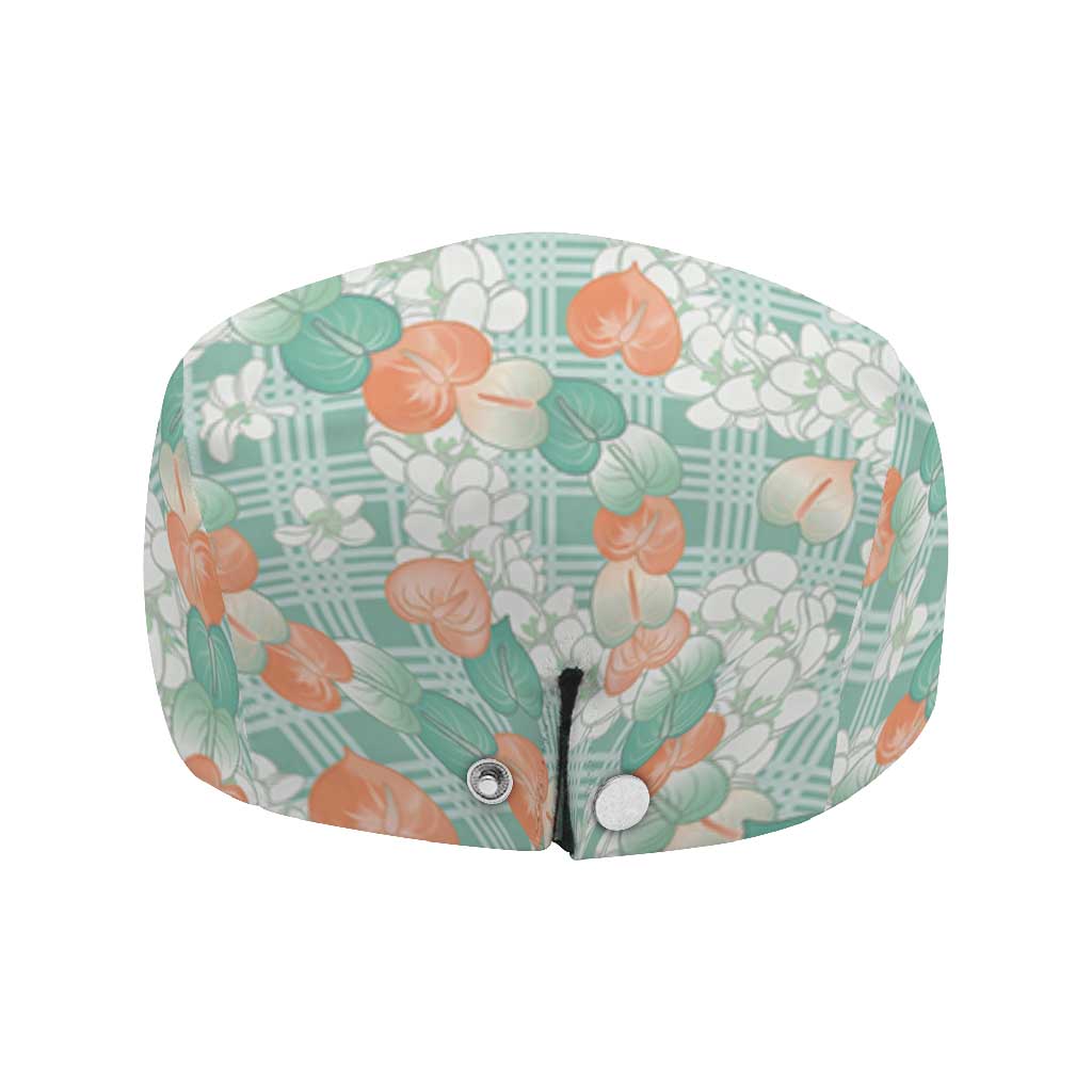 Anthurium Plumeria Lei Pastel Jeff Hat Teal Hawaiian Splendid Palaka LT01 - Polynesian Pride