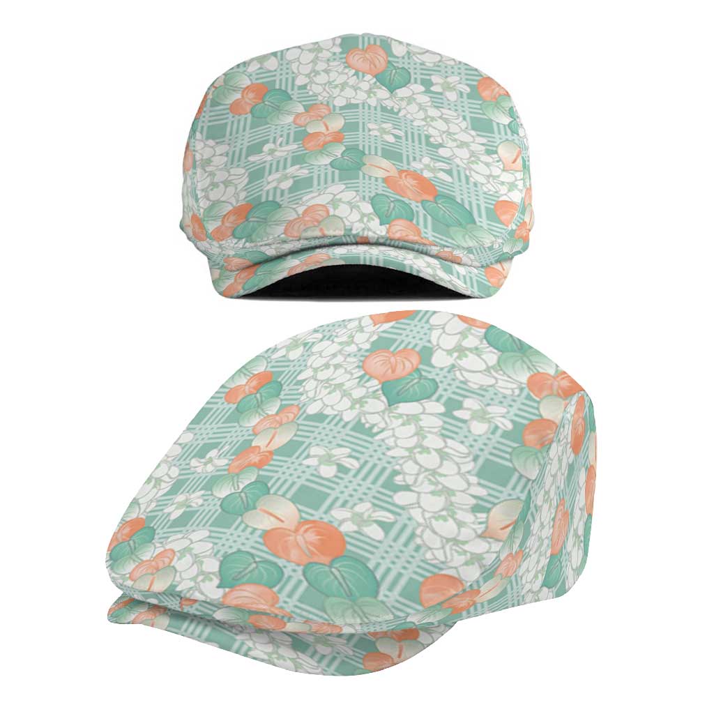 Anthurium Plumeria Lei Pastel Jeff Hat Teal Hawaiian Splendid Palaka LT01 - Polynesian Pride