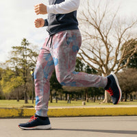 Anthurium Plumeria Lei Pastel Jogger Pants Pink Hawaiian Splendid Palaka LT01 - Polynesian Pride