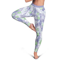 Anthurium Plumeria Lei Pastel Leggings Purple Hawaiian Splendid Palaka LT01 - Polynesian Pride