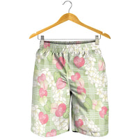 Anthurium Plumeria Lei Pastel Shorts for Men Green Hawaiian Splendid Palaka LT01 - Polynesian Pride