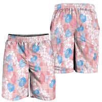 Anthurium Plumeria Lei Pastel Shorts for Men Pink Hawaiian Splendid Palaka LT01 - Polynesian Pride