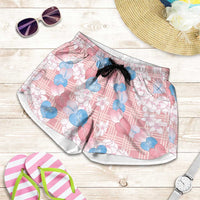 Anthurium Plumeria Lei Pastel Shorts for Women Pink Hawaiian Splendid Palaka LT01 Pink - Polynesian Pride