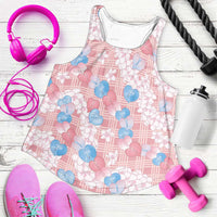 Anthurium Plumeria Lei Pastel Women Racerback Tank Pink Hawaiian Splendid Palaka LT01 Pink - Polynesian Pride