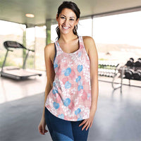 Anthurium Plumeria Lei Pastel Women Racerback Tank Pink Hawaiian Splendid Palaka LT01 - Polynesian Pride