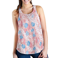 Anthurium Plumeria Lei Pastel Women Racerback Tank Pink Hawaiian Splendid Palaka LT01 - Polynesian Pride