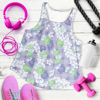Anthurium Plumeria Lei Pastel Women Racerback Tank Purple Hawaiian Splendid Palaka LT01 Purple - Polynesian Pride