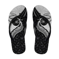 Aotearoa Lawn Bowls Flip Flops Maori and Silver Fern Half Style - Polynesian Pride