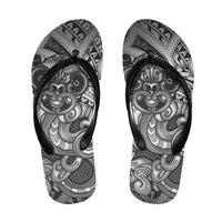 Aotearoa Maori Hei Tiki Flip Flops Kiwikiwi Kowhaiwhai Puhoro Motif LT9 Grey - Polynesian Pride