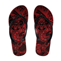 Aotearoa Maori Hei Tiki Flip Flops Whero Kowhaiwhai Puhoro Motif LT9 Red - Polynesian Pride