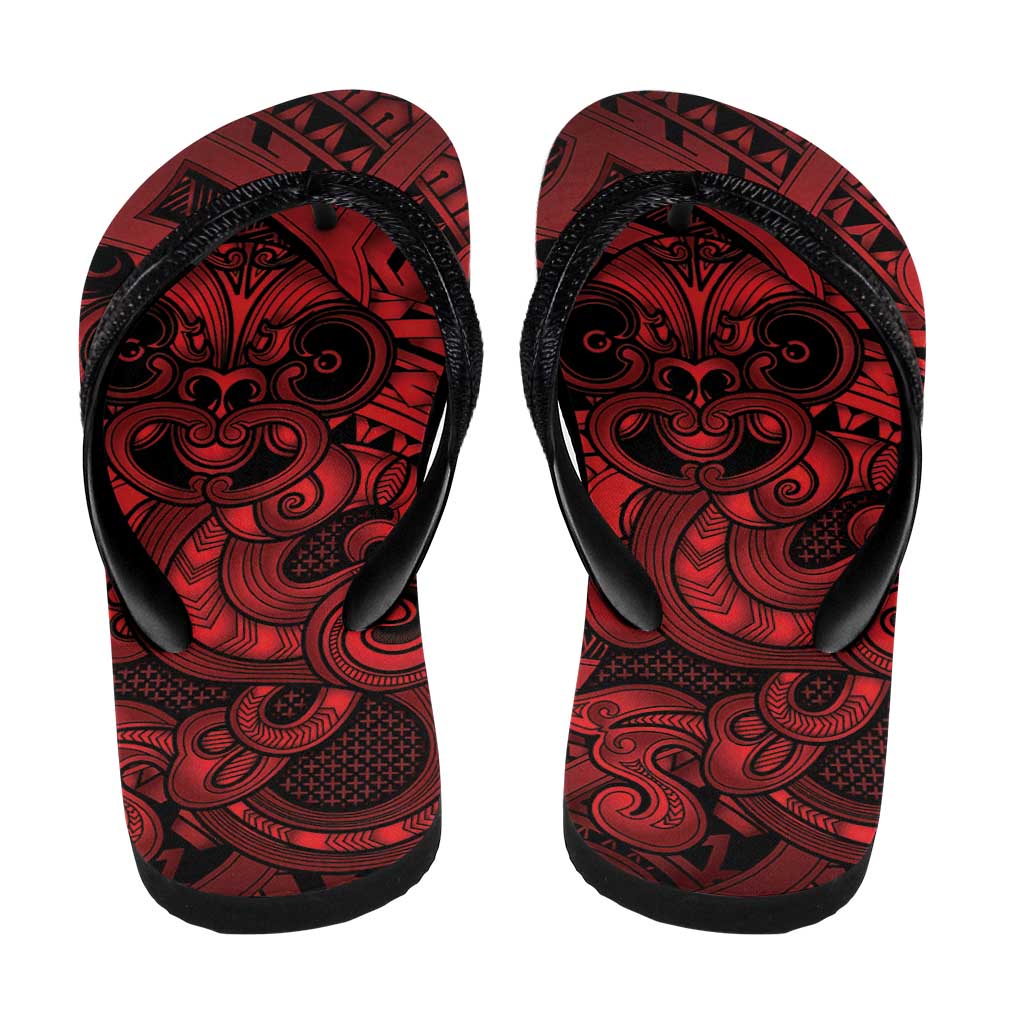 Aotearoa Maori Hei Tiki Flip Flops Whero Kowhaiwhai Puhoro Motif LT9 - Polynesian Pride