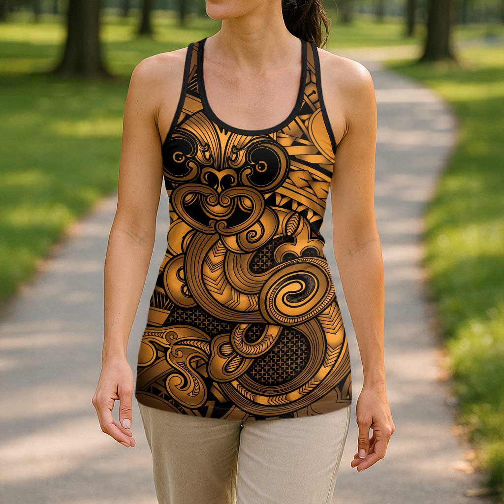 Aotearoa Maori Hei Tiki Hollow Tank Top Koura Kowhaiwhai Puhoro Motif