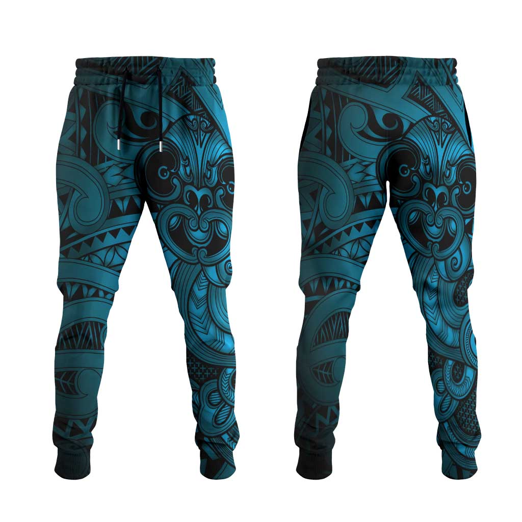 Aotearoa Maori Hei Tiki Jogger Pants Kikorangi Kowhaiwhai Puhoro Motif LT9 Blue - Polynesian Pride
