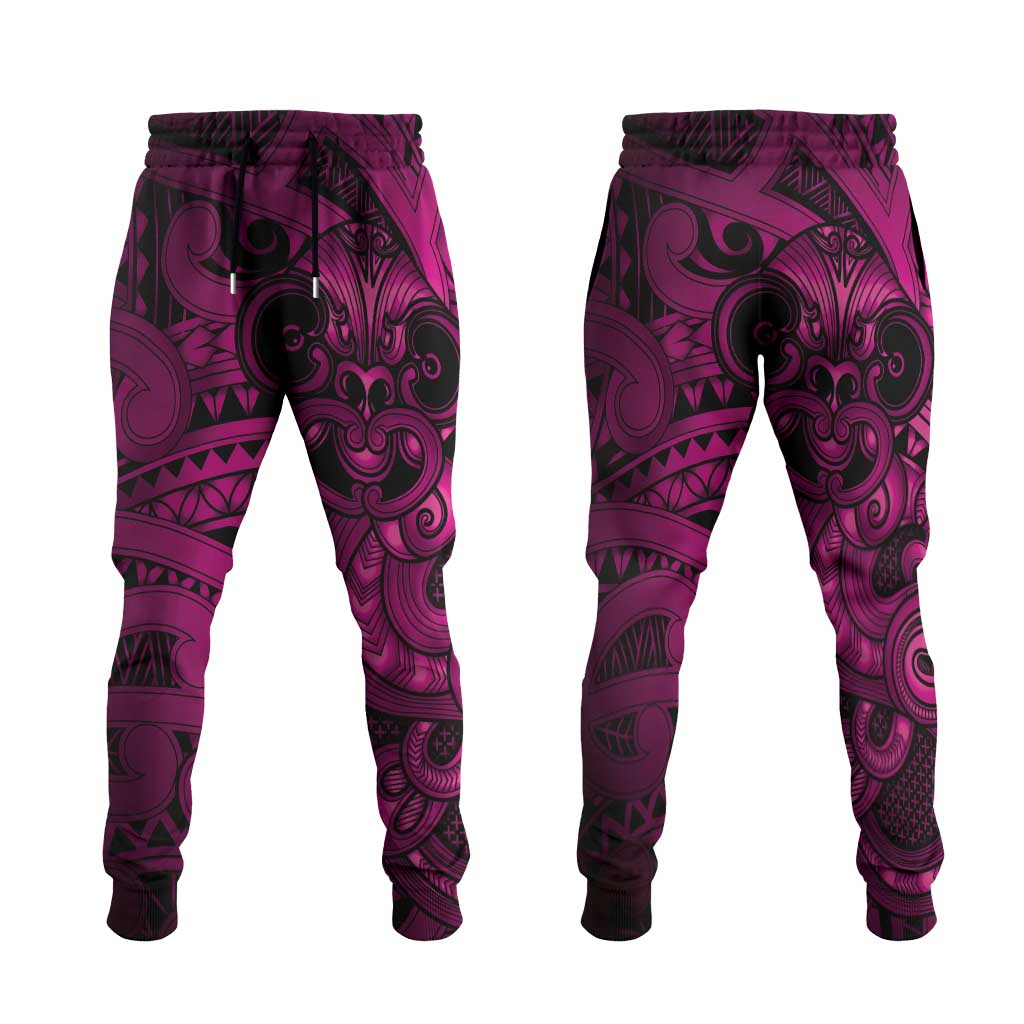 Aotearoa Maori Hei Tiki Jogger Pants Mawhero Kowhaiwhai Puhoro Motif LT9 Pink - Polynesian Pride