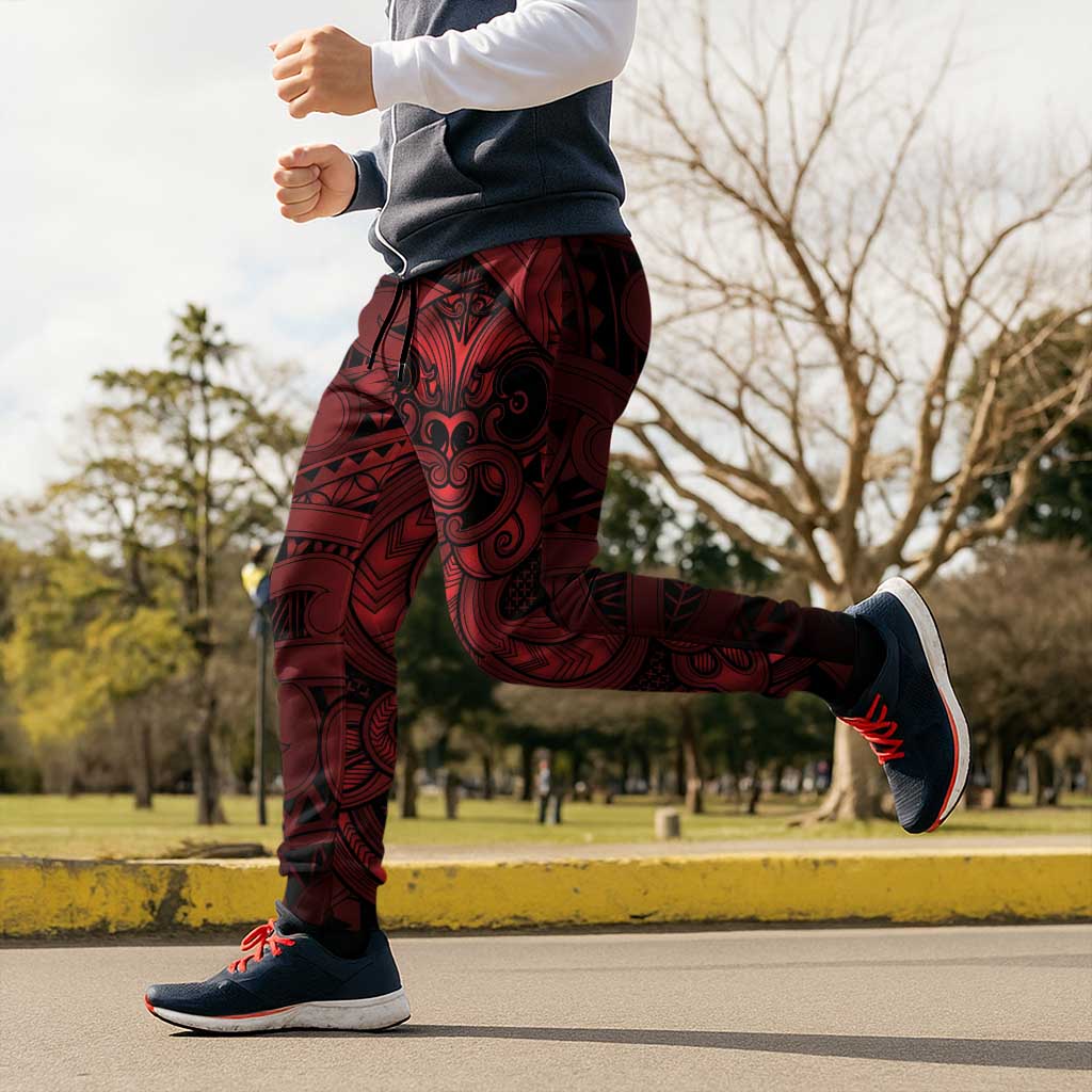 Aotearoa Maori Hei Tiki Jogger Pants Whero Kowhaiwhai Puhoro Motif