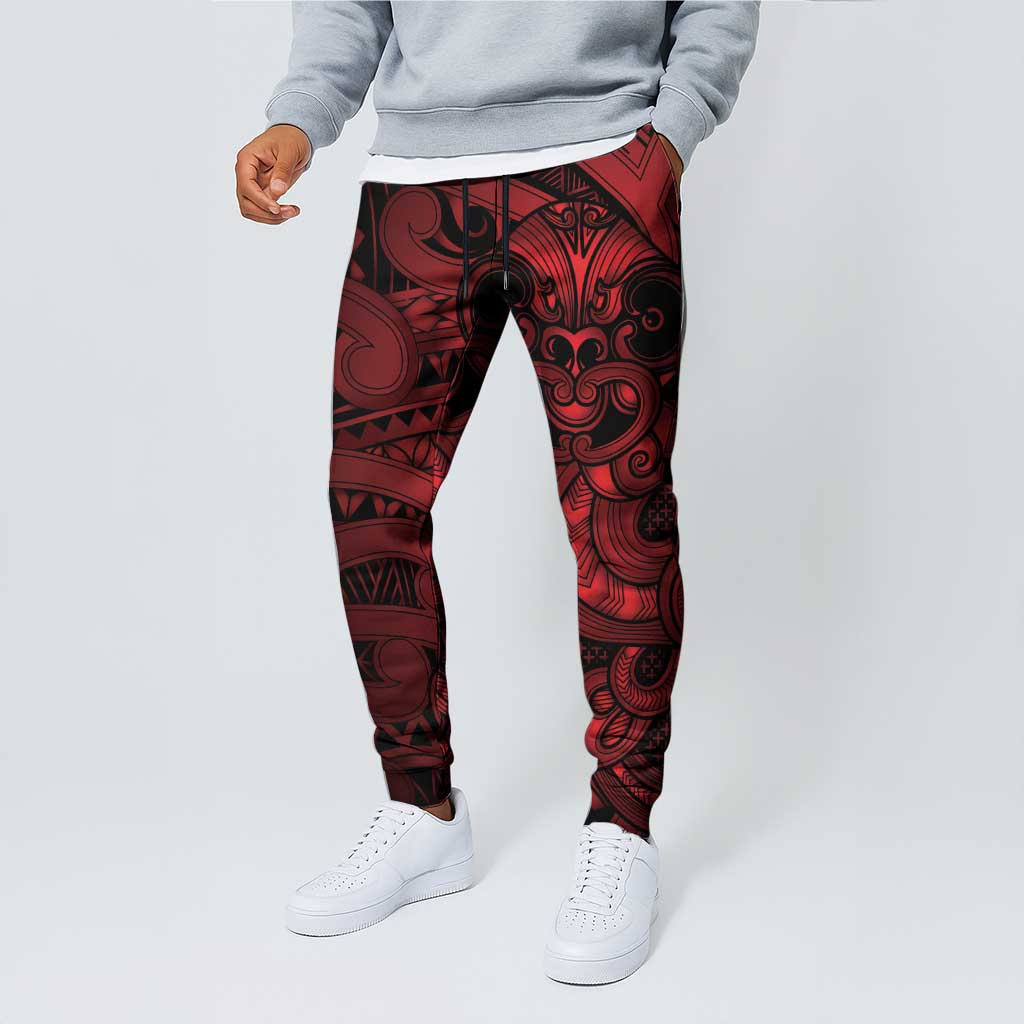 Aotearoa Maori Hei Tiki Jogger Pants Whero Kowhaiwhai Puhoro Motif