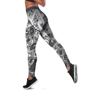 Aotearoa Maori Hei Tiki Leggings Kiwikiwi Kowhaiwhai Puhoro Motif LT9 Grey - Polynesian Pride