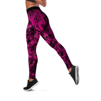 Aotearoa Maori Hei Tiki Leggings Mawhero Kowhaiwhai Puhoro Motif LT9 Pink - Polynesian Pride