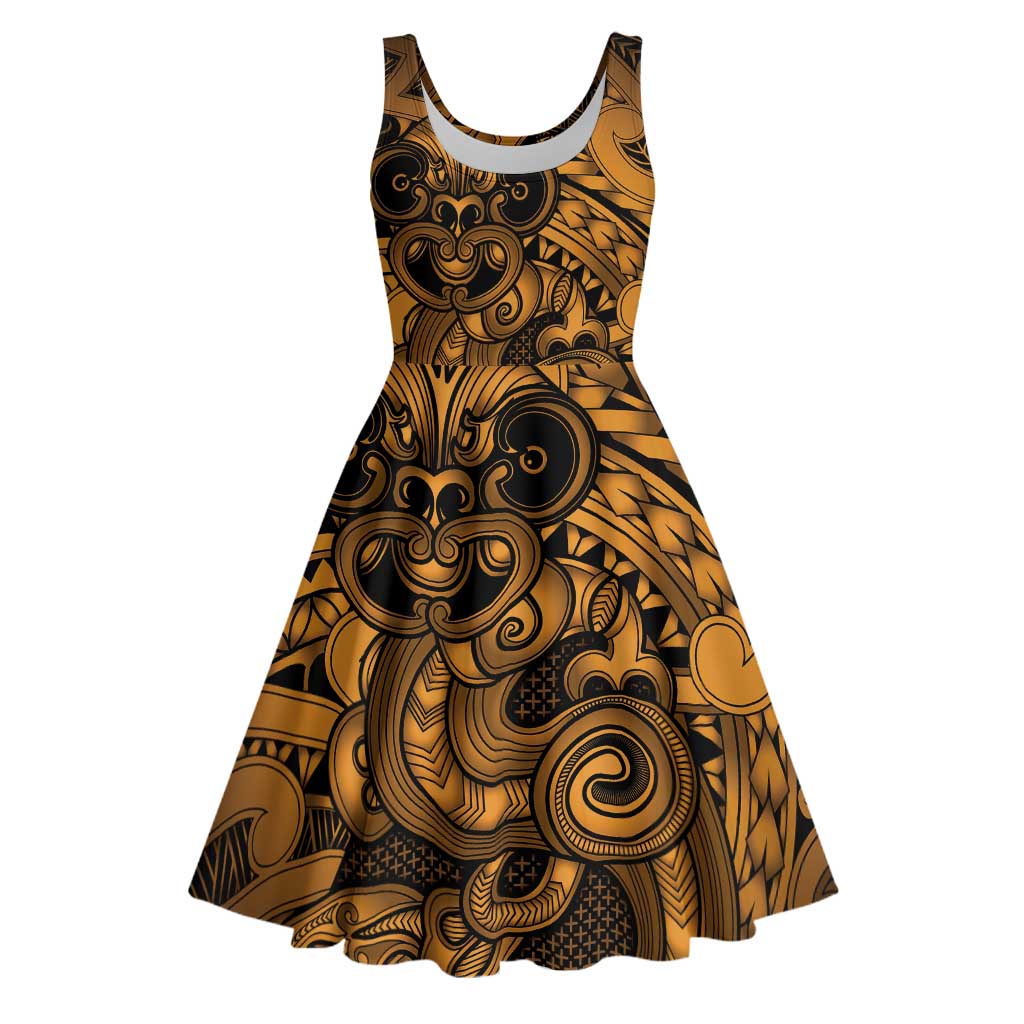 Aotearoa Maori Hei Tiki Midi Dress Koura Kowhaiwhai Puhoro Motif