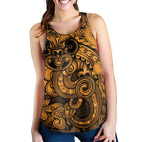Aotearoa Maori Hei Tiki Women Racerback Tank Koura Kowhaiwhai Puhoro Motif