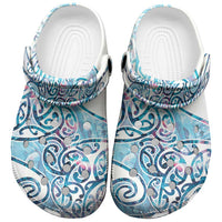 Aotearoa Maori Koru Curves Clogs Shoes Aqua Paua Shell LT7 Blue - Polynesian Pride