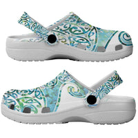 Aotearoa Maori Koru Curves Clogs Shoes Mossy Paua Shell LT7 - Polynesian Pride