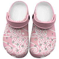 Aotearoa Maori Koru Curves Clogs Shoes Silver Ferns - Rose Pink LT7 Pink - Polynesian Pride