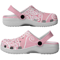Aotearoa Maori Koru Curves Clogs Shoes Silver Ferns - Rose Pink LT7 - Polynesian Pride