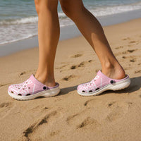 Aotearoa Maori Koru Curves Clogs Shoes Silver Ferns - Rose Pink LT7 - Polynesian Pride