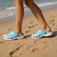 Aotearoa Maori Koru Curves Clogs Shoes Silver Ferns - Turquoise LT7 - Polynesian Pride